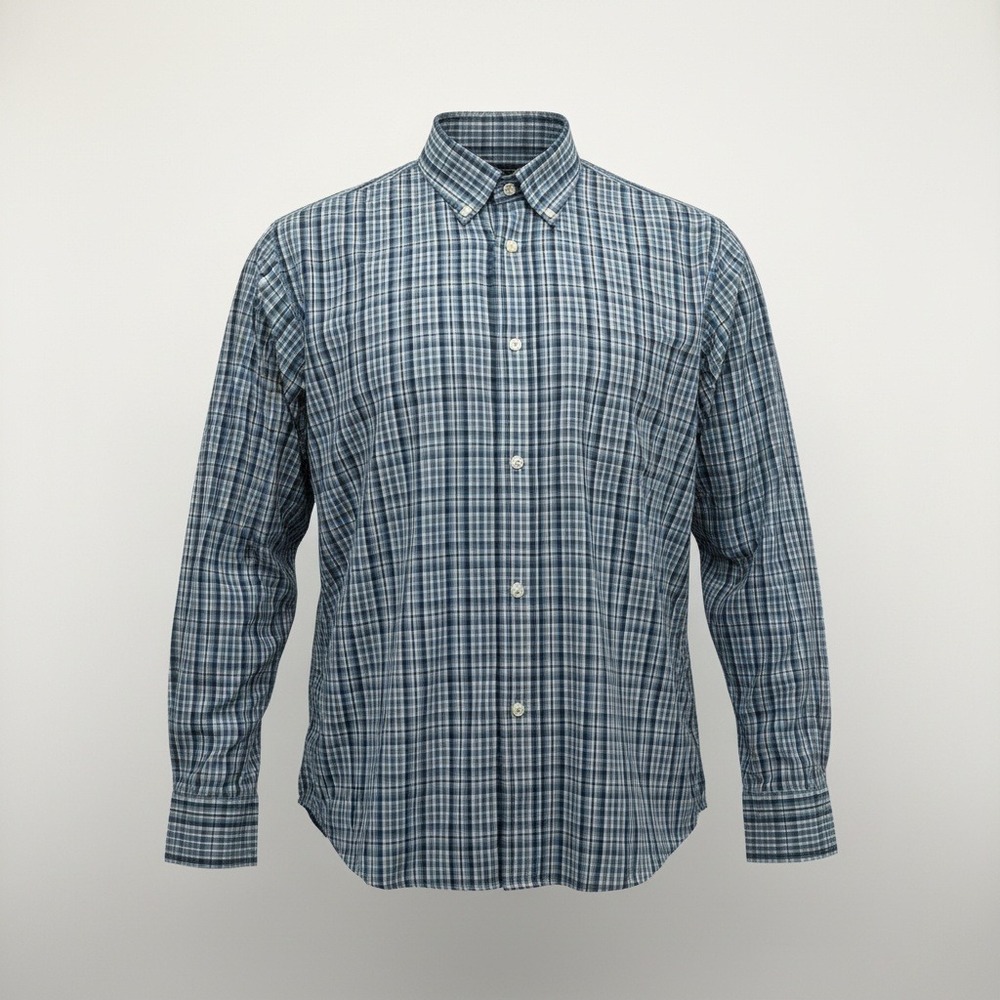 CANALI SPORTSWEAR DESIGNER BUTTON UP DRESS SHIRT Mens size Large blue checks